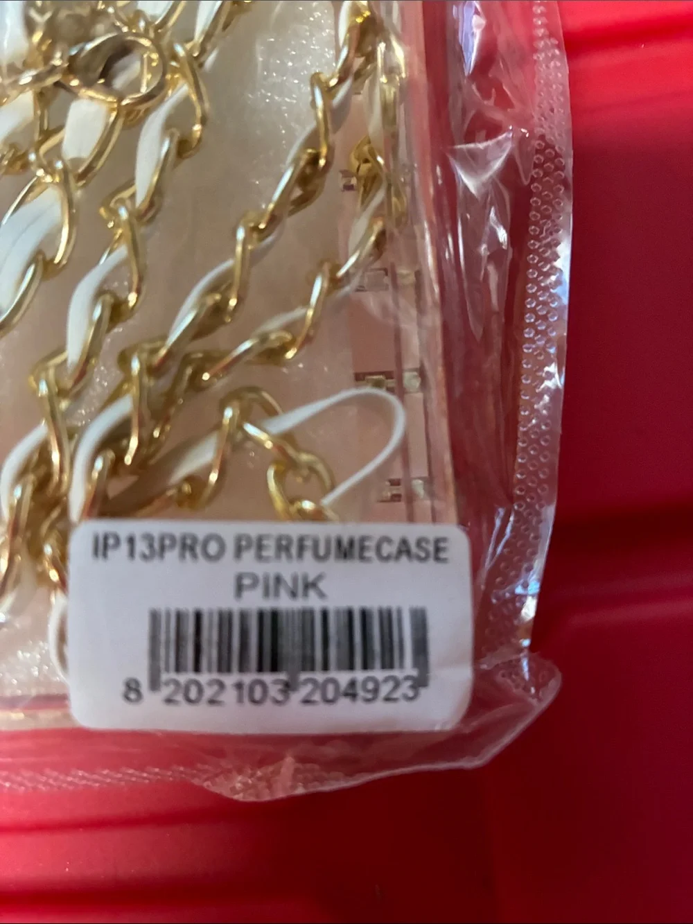 Source Unknown Pink Rhinestone Phone Case with Gold Ring and Chain